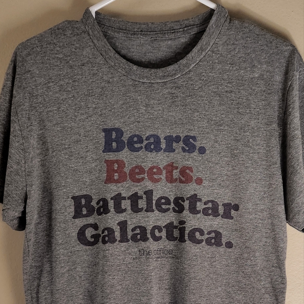 The Office Bears Beets Battlestar Galactica Short Sleeve Heather Grey T-Shirt